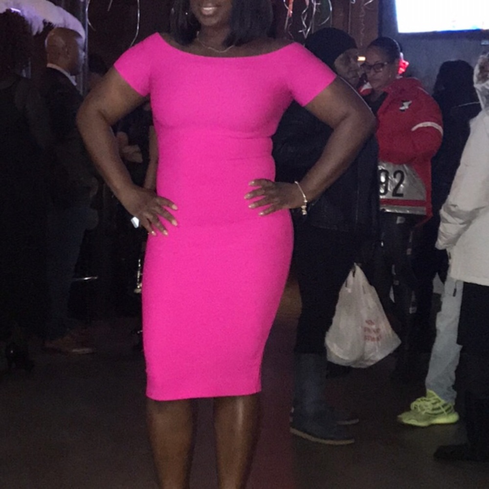 Hot pink midi dress